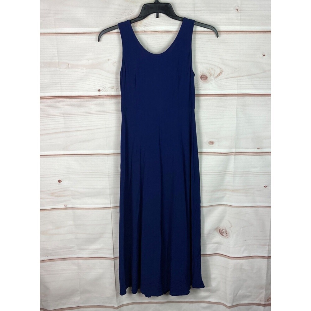 Rabbit Designs Vintage Dress Womens 6 Blue Maxi Tank Scoop Neck Sleeveless Solid - Picture 7 of 8